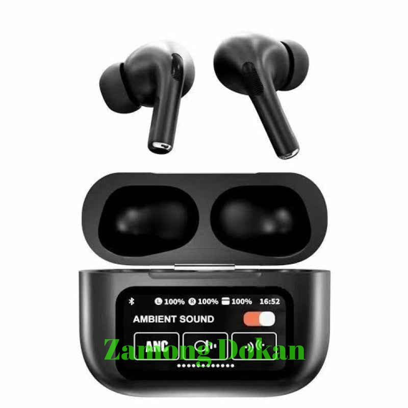 A9 Pro Touch Screen Airpods Pro - ANC Wireless Earbuds With Bluetooth 5.0, LCD Display, Super Bass And Pop-Up Feature