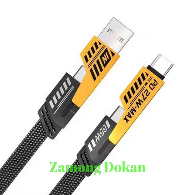 4 In 1 Zinc USB Cable PD 65W Multi-function USB Fast Charging Cable For Iphone Charger Cable PD 27W charger