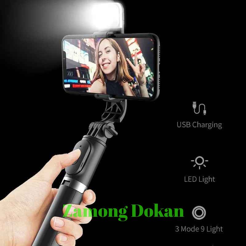 Foldable Mini Wireless Bluetooth Selfie Stick Tripod With Fill Light Shutter Remote Control For iphone 13 12 11 Pro IOS Android